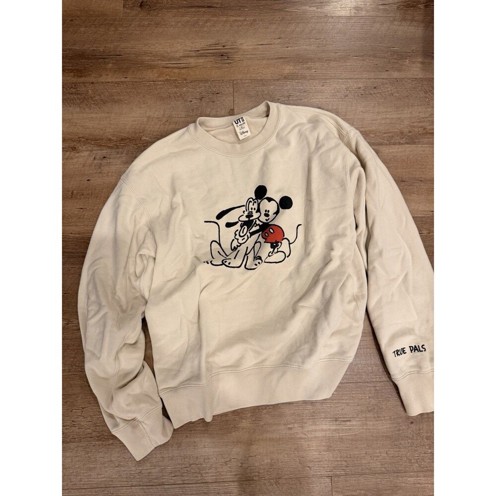Uniqlo UT Beige Disney Mickey Mouse Pluto True Pals Crewneck Pullover Men's